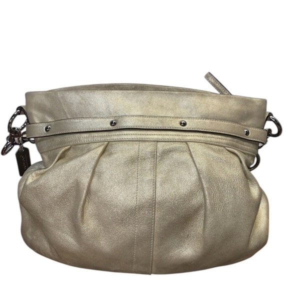 Coach Goat Suede Pleated Belted Hobo Bag - Picture 2 of 12